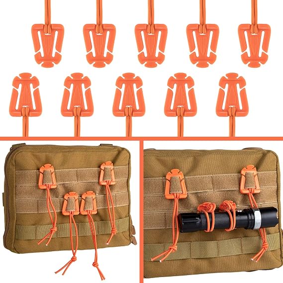 10 Pack Triangle Shape Tactical Gear Clip Backpack Webbing Attachments for 1 inch Molle Webbing