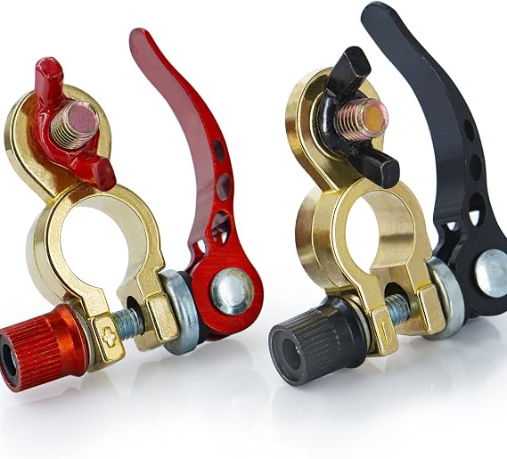 1 Pair Car Battery Terminal Connectors, Quick Release Battery Connectors, Cable End Connector Compatible with Car, Truck, Boat etc, Top Post Battery Terminals End Clamp Set by KeeRoarin
