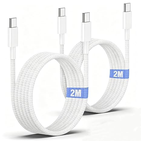 USB C to USB C Charger Cable 2M, 60W Braided Long Apple USB C Fast Charging Cable 6ft for iPhone 17/17 Pro/16/16 Pro Max/15 Pro/15 Pro Max, MacBook, iPad Pro 5/4th/Air/Mini/6Gen/Samsung