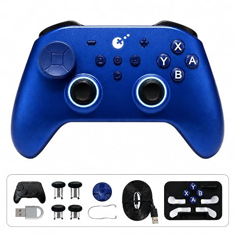 GuliKit TT MAX Wireless Controller (Rev.) for Switch 2/1,PC,SteamOS - Blue | 720 Adjustable TMR Joysticks, Hyperlink 2 Adapter Low-Latency, 4 metal Back Buttons, Macro Recording, Switch Wakeup
