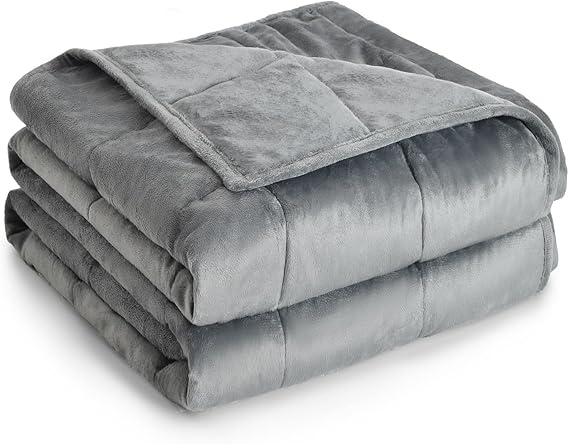 Weighted Blanket Twin Size 12lbs, 48 x 72 for Adults | Machine Washable; Soft Warm Fabric with Glass Beads; Heavy Throw for Calming and Sleeping in Bed; Grey