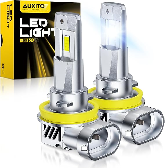 AUXITO H11 H8 H9 LED Bulbs, 16 Premium LED Chips, 80000LM 15X Brighter, 6500K Daylight, Plug and Play, 60000H Long Life, Universal Compatibility, Pack of 2