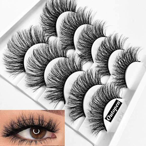 3D Mink Lashes Natural Wispy False Eyelashes 15mm Fluffy Long Eye Lashes Eye Makeup Tools 5 Pairs Pack(Q1 | 13-15MM)