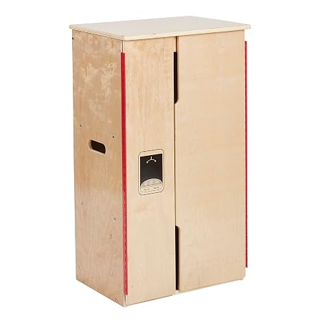 ECR4Kids Wooden Pretend Play Kitchen Refrigerator for Kids, Montessori Furniture, Natural | Durable birch, GREENGUARD Gold Certified, 30 lb capacity, 3 shelves, handles, magnetic doors, anti-tip kit, classroom/home