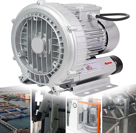 Regenerative Blower, Single Phase High Pressure Vortex Blower, Side Channel Blower 120W(0.16HP)-2200W(2.95HP), for Fish Ponds, Aquariums, Aquaculture,250W/0.34HP
