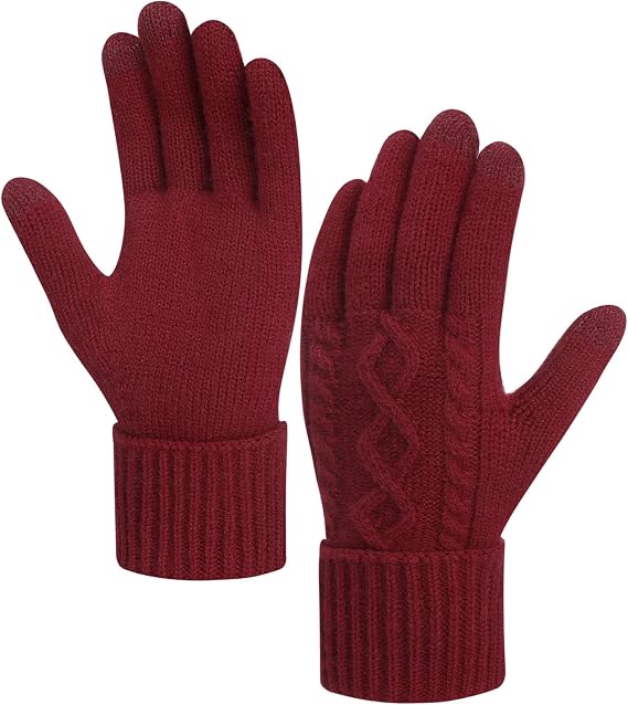 Winter Gloves Women - Warm Fleece Lined Gloves for Women Cold Weather | Winter Gloves with Touchscreen Fingers, Thermal Soft Knit, Womens Winter Glove for Running, Driving and Hiking