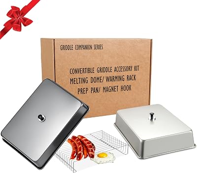 Two 15.5x11 Rectangular Melting Domes - Heavy Duty Stainless Steel Blackstone Melting Dome Cover, with 14x9.5 Cooling Rack, for Indoor & Outdoor Griddle Domes for Cooking