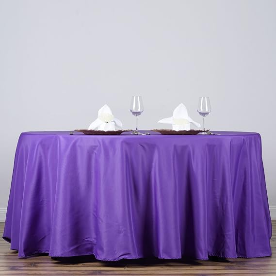 TABLECLOTHSFACTORY 132 Inch Purple Round Tablecloth - Linens Polyester Table Cloth, Stain and Wrinkle Resistant Washable Table Cover for Wedding, Party, Banquet, and Restaurant