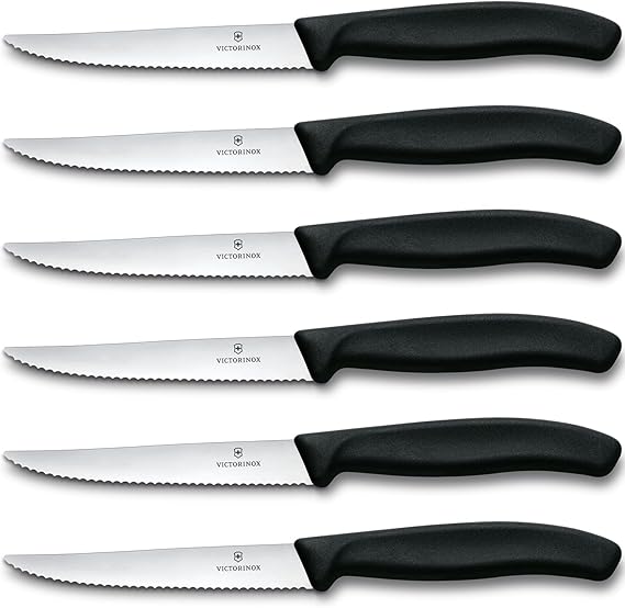 Victorinox Swiss Classic 6-Piece Steak Set (412" Spear Point Serrated) Black, 4.25 x 0.5 x 0.5 inches, Multicolor