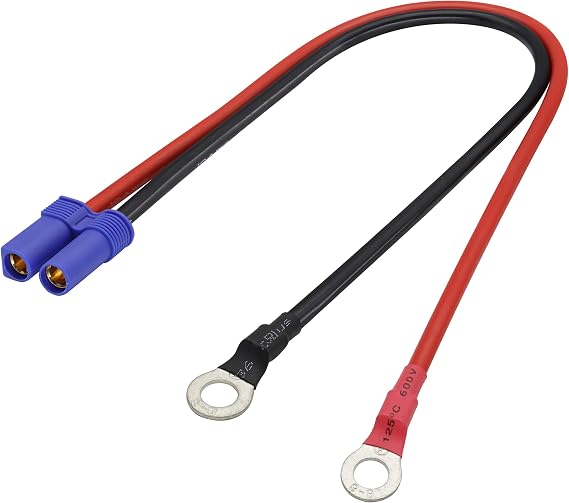 EC5 to O Ring Terminal Cable,EC5 Female to O Ring Eyelet Terminal Plug Connector Cable 10AWG RC ESC Charger Side Power(40cm/15inch)