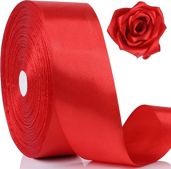 100 Yards Ribbon,1-1/2 Inch Red Satin Ribbon,Single Face Satin Ribbons