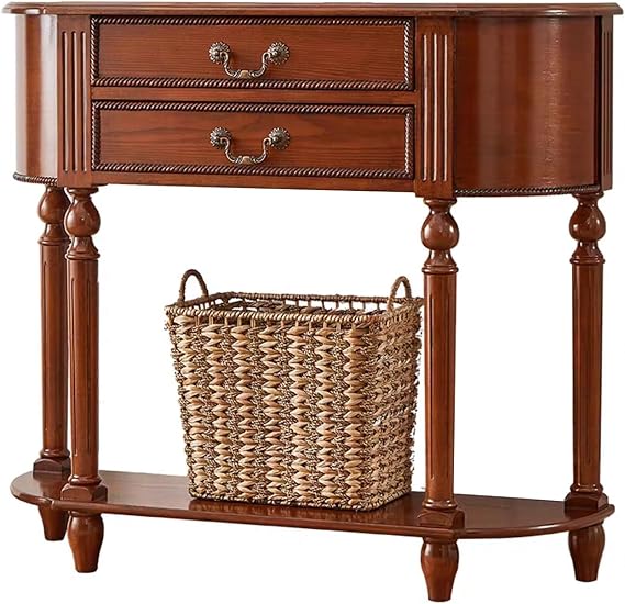 Console Modern Mid-Century with 2 Drawers,Sofa Table with Open Shelf, Narrow Entryway Table,Wood 2-Tier Entry Hallway Table,for Living Room, Hallway, Entrance(90cm/35.4in)