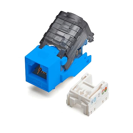 TRUE CABLE Cat6 Toolless Keystone Jack, Unshielded (UTP), PoE++ (4PPoE) 100W, UL Listed, ETL Verified, ANSI/TIA Certified, Modular RJ45 Female, Blue, 2 Pack