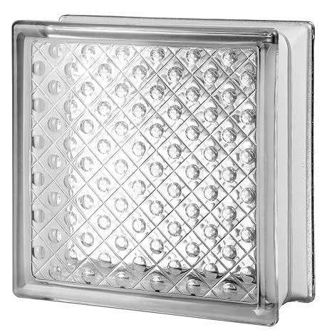 Seves Diamond DM 8x8x3 Glass Block | Decorative Privacy Solution | Distinctive Pattern with Natural Light Transmission | Modern Aesthetic for Commercial and Residential Applications