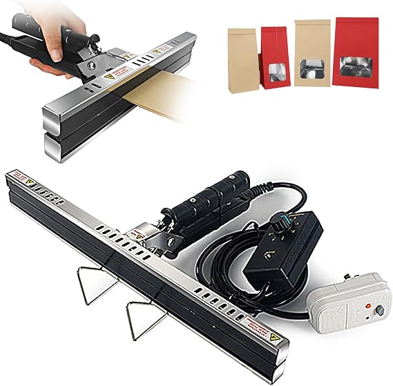 Hand Held Heat Crimp Sealer, 15mm Seal Width, 200mm 300mm 400mm Plastic Bag Sealer, for Mylar Bag, Foil Bag, Cellophane Bag, Kraft Paper Bag, BOPP Bag,40cm