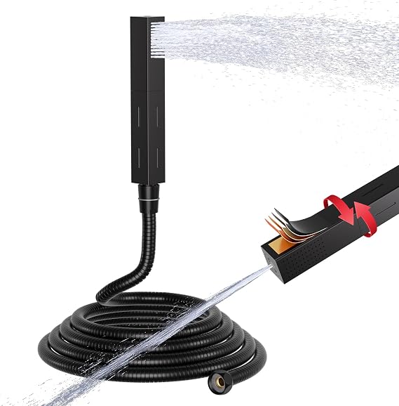 Matte Black Shower Wand Solid Brass Handheld Dual Function with Spray Gun