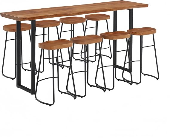 Solid Wood Bar Height Table, Live Edge Dining Breakfast Table Narrow Bistro Bar Table Rustic Tall Counter-Table Only (47.2" L x 17.7" W x 41.3" H)