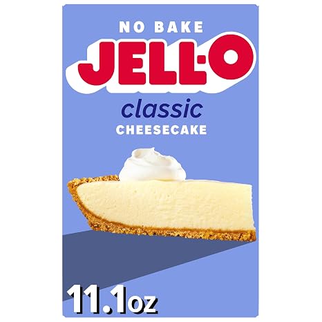 Jell-O Dessert Kit Filling & Crust Mix, No Bake Classic Cheesecake, 11.1 oz | Ready in 15 Minutes with No Baking, No-Bake Cheesecake Filling & Graham Cracker Crust, Rich & Velvety Texture