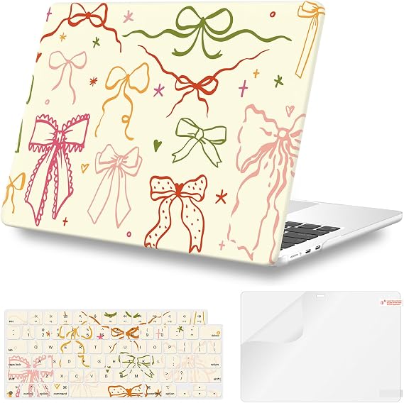 iLeadon for MacBook Air 13.6 Inch M4 Case M3 M2 A3240 A3113 A2681 | Protective Hard Shell Case with Keyboard Cover & Screen Film for MacBook Air 2025 2024-2022, Cute Sweet Bow Design