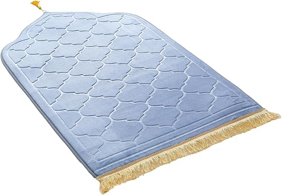 JE JOUE Prayer Rug Muslim Mat Islamic - Thickening Sponge Muslim Rug for Men Women Eid Travel Ramadan, Soft Luxury Great for Knees and Forehead (Gray)
