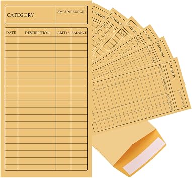 50Pcs Cash Envelopes for Budgeting Cash Deposit Cardstock Budget Envelope Kraft Cashier Envelopes Tracking Money Savings