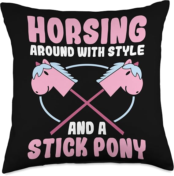 Horsing Around with Style - Hobby Horse Horsing Throw Pillow