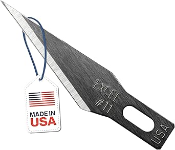 Excel Blades #11 Precision Craft Knife Replacement Blades Sharp Double-Honed Steel Blades for Trimming, and Detailing Wood, Plastic, Leather, and Foam 15-Pack with Safety Dispenser Made in USA
