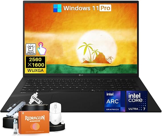 LG Gram 17 2026 Touchscreen Laptop, 17" 2.5K WQXGA Touch Display, Intel Core Ultra 7 Series 2 258V(up to 4.8 GHz), 32 GB LPDDR5X RAM, 2 TB SSD, Intel Arc Graphics, Backlit KB, Wi-Fi 7, Windows 11 Pro
