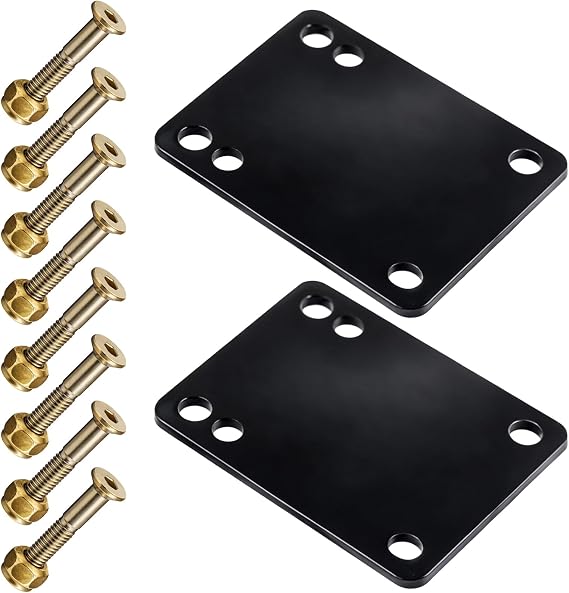 Longboard Skateboard Riser Pads, 1/8 Rubber Skateboard Risers for Preventing Wheelbite and Absorbing Impact Shock Skateboards Shock Mat with Mounting Screws and Nuts(Snow Black)