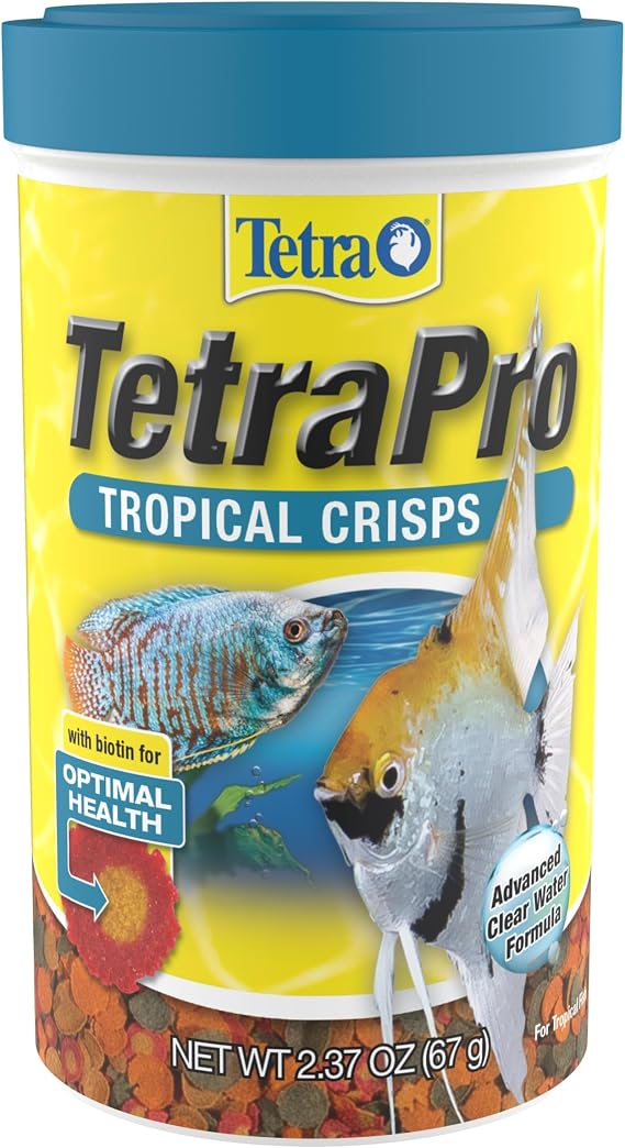 Tetra 77072 TetraPRO Tropical Crisps for Fishes, Net wt 2.37 oz | Natural Color Enhancers Promote Rich Colors In Tropical Fish, Enhanced With Biotin To Support Digestion, Clear Water Formula
