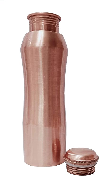 Pure Copper Curve Water Bottle 34 Oz Ayurvedic Leak Proof Copper Vessel for Drinking Water Bottle For Health Benefits, Sports , Yoga Christmas Thanksgiving Gift Birthday Gift Capacity 1 liter