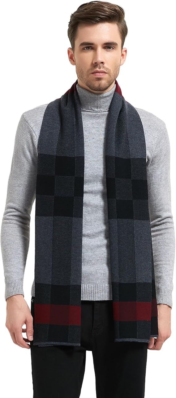 Men Winter Scarf Wool Soft Warm Knitted Casual Scarves for Men