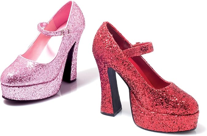 ELLIE 557-EDEN-G Women 5" Chunky Heel Sexy Glitter Mary Jane Platform Pump, Color:Red Glitter, Size:13