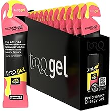 TORQ Running Gels with Electrolytes - 2:1 Maltodextrin: Fructose for Endurance Sports & Optimal Performance | Energy Gels for Running, Cycling & Marathons - 30g Carbs Per Gel | Rhubarb & Custard 15