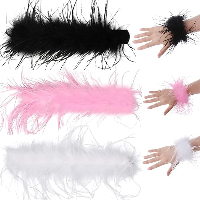 Feather Slap Bracelet, 3 Pcs Women's Feather Cuffs, Feather Slap Bracelet Watch Patting Circle, Snap Bracelets Feather Cuffs Wrist, Wrist Decoration Hair Accessories