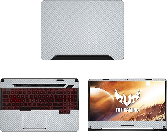 Decalrus - Protective Decal for Asus TUF Gaming FX505 (15.6" Screen) Laptop Silver Carbon Fiber Skin case Cover wrap CFasusTuf_FX505Silver