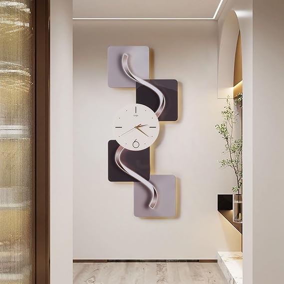 homary 39.4" Silent LED Wall Clock - Modern Abstract Geometric Design for Living Room & Bedroom Decor | Non-Ticking, Easy to Install