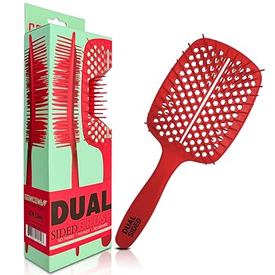 GOMCOMb Dual Sided Hair Brush - Professional Blowout & Styling Tool, Aerodynamic Vented Design for Fast Drying & Salon-Quality Results - Detangles All Hair Types, Wet or Dry Red