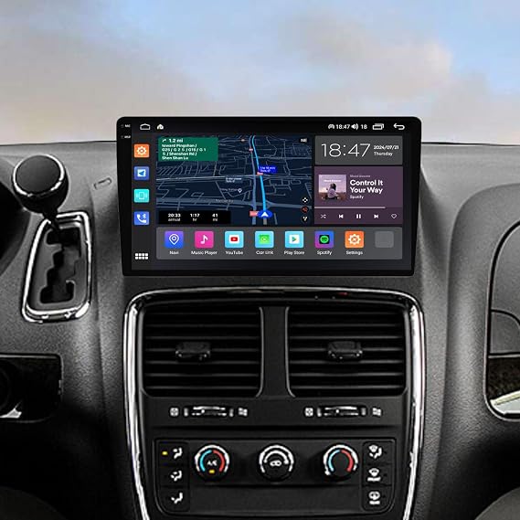 for Dodge Grand Caravan 2008-2020 Radio Update Car Stereo Carplay & Android Auto 8-Core 4+64GB 10-Inches 2K QLED Screen Head Unit GPS with Qualcomm Bluetooth -Support 360Camera