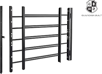 Hinged Window Bar Guard (5-Bar, Black)