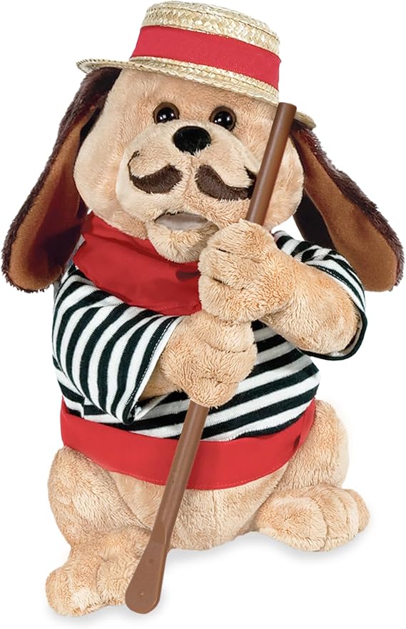 Cuddle Barn Singing Toy Puppy - Gondolomio | Animated Plush Italian Dog Sings Love Song O Sole Mio | Funny Romantic Cute Valentine Gift | Great for Kids and Adults, 12 inches