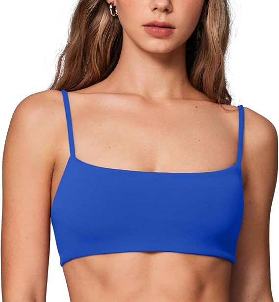 INGIA Womens Square Neck Sports Bra Workout Bra | Spaghetti Strap, Padded, Cami,Yoga, Wireless, Square Back, Crop Top, for Women