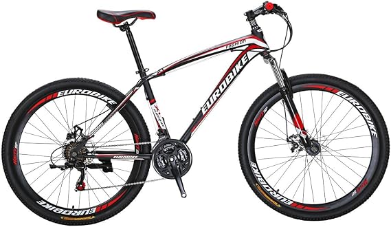 EUROBIKE Adult Mountain Bike, Dual disc Brakes,17.5-19 Inch Carbon Steel Frame, 21 Speeds, 27.5-29 Inch Wheels, Multiple Colors[US in Stock]
