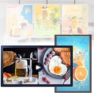 Digital Signage Display Wall Mount Digital Menu Board Advertising Media Player for Restaruant Shopping Mall, Commercial Advertising Machine Video Player 18.5inch