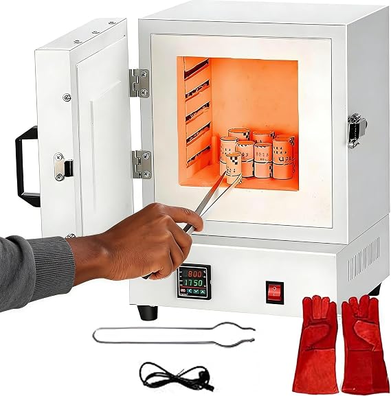 Electric Kiln for Jewelry Making,Compact Tabletop Kiln-Metal Casting, Pottery Glazing,2000w Electric Ceramic Laboratory Muffle Furnace,Maximum Temperature 1150℃