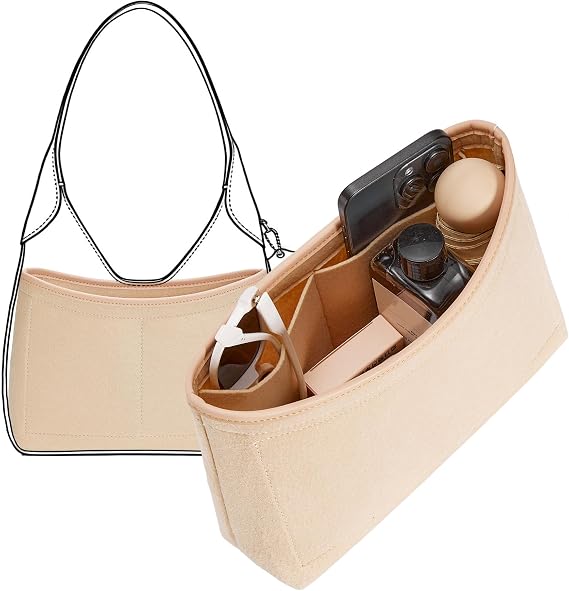 Purse Organizer Insert for Coach Brooklyn 28 Shoulder Bag, Beige