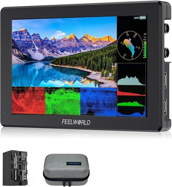 FEELWORLD T7S PRO 7 Inch 2000nit Aluminium Camera Field Video Monitor 1920x1200 IPS 4K HDMI 60 3G SDI Waveform LUT HDR with F750 4400mAh Battery and Bag