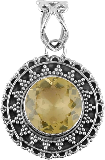 925 Sterling Silver Designer Pendant, Natural Gemstone Cut-Stone, Handmade Boho jewelry for Women, Wicca & Reiki Healing Crystals, Christmas Gift