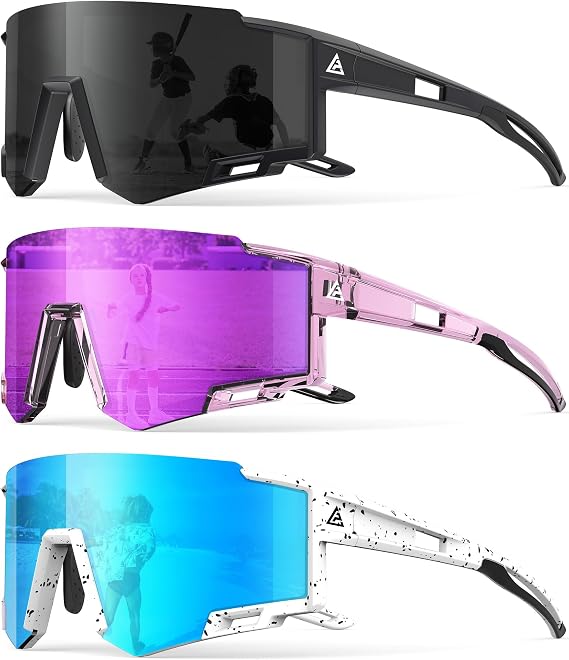 3 Pack Kids Polarized Sunglasses Youth Baseball Sunglasses for Boys Girls Age 6-14 Sports UV400 Protection SunGlasses
