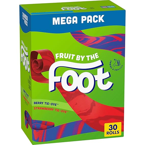 Fruit By the Foot, Berry & Strawberry Tie-Dye, Fruit Snacks, 30 ct, 22.5 oz | Variety Pack, Gluten Free & Gelatin Free, No Artificial Flavors, Good Source of Vitamin C, Lunchbox Ready